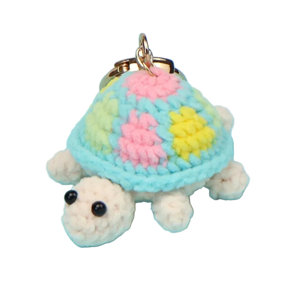 Hemasa Cute Turtle Keychain Lovely Crochet Turtle Pendant /Handwoven Animal Key Ring