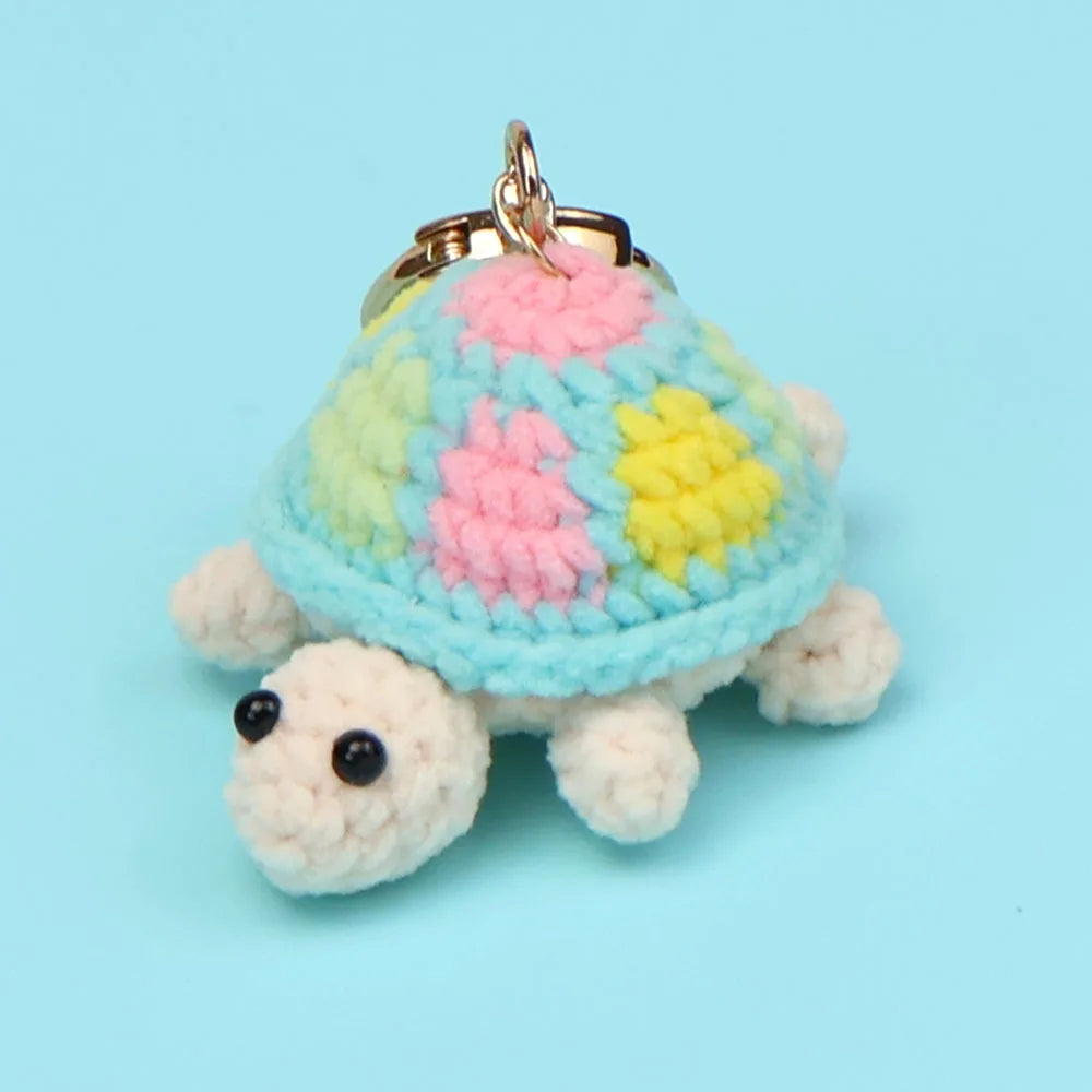 Hemasa Cute Turtle Keychain Lovely Crochet Turtle Pendant /Handwoven Animal Key Ring