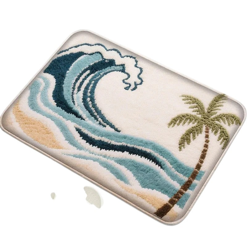 Hemasa Flannel Material Floor Mat Household Absorbent Foot Mat Modern Mat Bathroom Small Carpet Machine Washable Retro Home Decorative