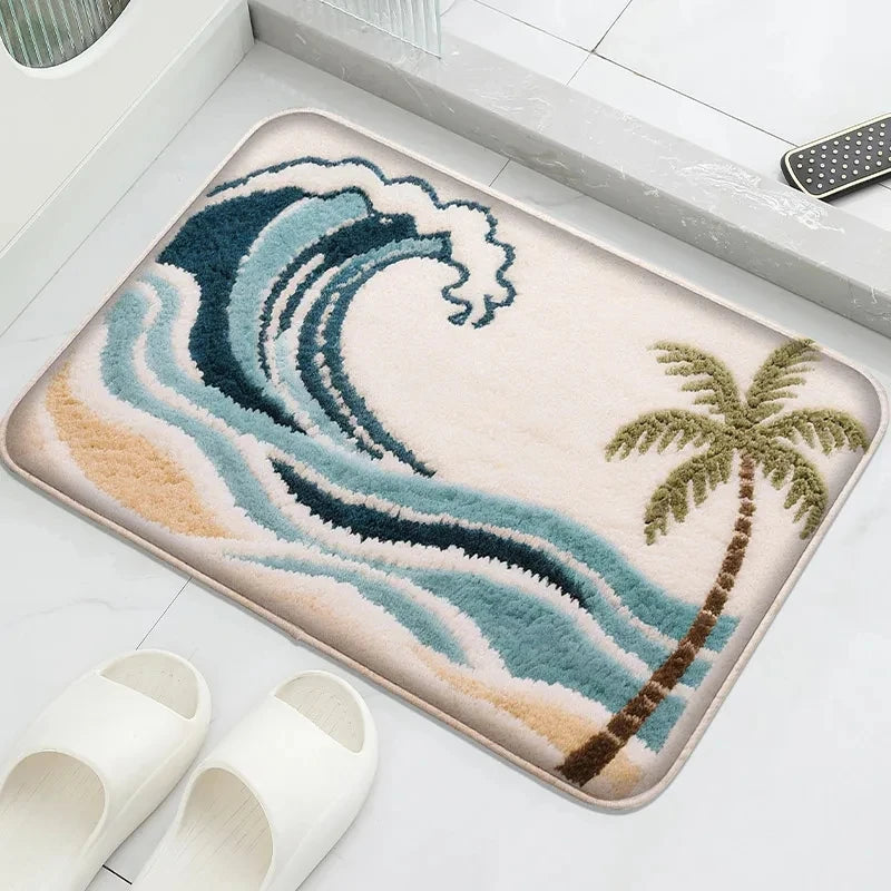 Hemasa Flannel Material Floor Mat Household Absorbent Foot Mat Modern Mat Bathroom Small Carpet Machine Washable Retro Home Decorative
