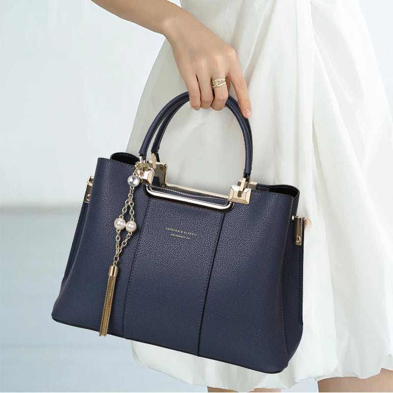 Aidrani Fashion Genuine Leather Women's Bag Elegant and Magnificent Women's Handbag Large Capacity Spliced Cowhide Crossbody Bag