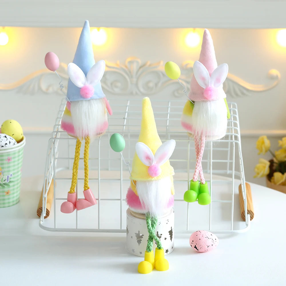3pcs/set Easter Fairy Plush Elf Eggs Hanging Ornaments Spring Sitting Pixie Doll Home Fairy Theme Party Decor Kids Gifts 2024