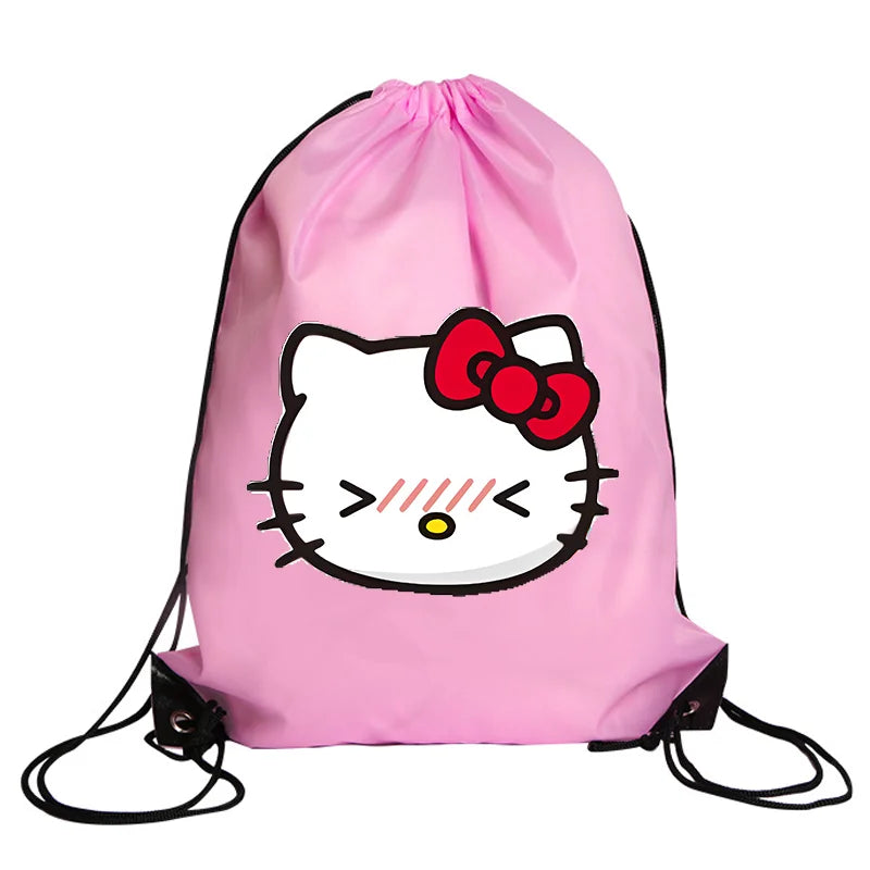 Hemasa Hello Kitty Drawstring Bag Sports Waterproof Backpack   Bags Birthday Cute Gift