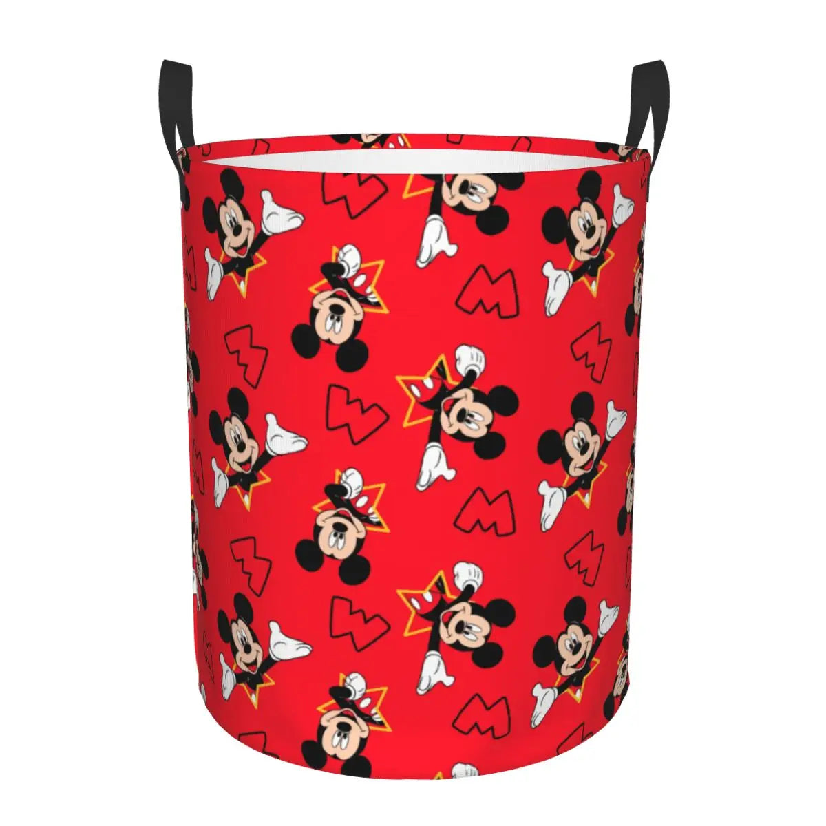 Tejesa  Mickey Mouse Cartoon Pattern Laundry Basket Collapsible Clothes Hamper for Nursery Kids Toys Storage Bin