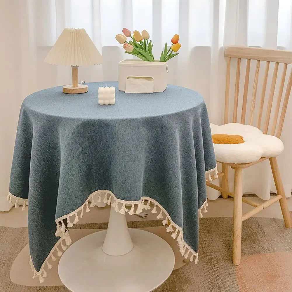 Tassel Tablecloth Kitchen Table Runner Camping Mat Tea Table Cover Wedding Dining Room Decoration 14 Colors