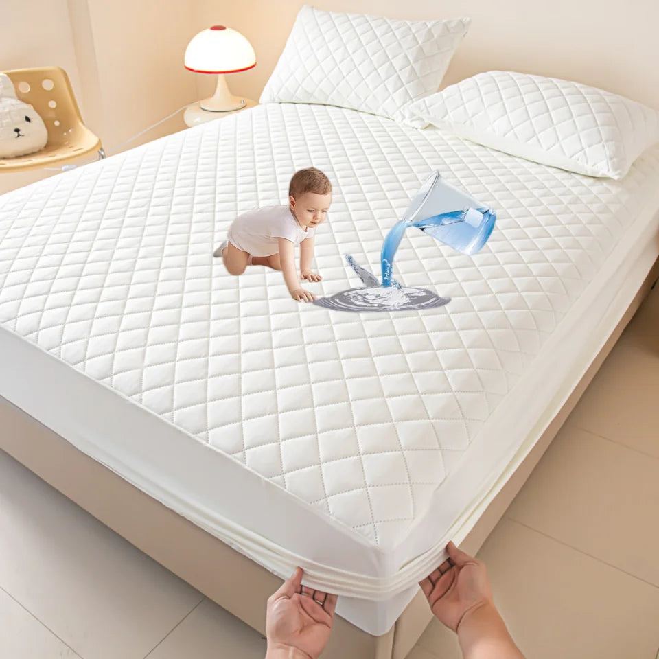 100%Waterproof Mattress Cover Thick Solid Color Bed Fitted Sheet Single/Queen/King 침대커버 135x200cm 160x200cm Soft Bed Cover