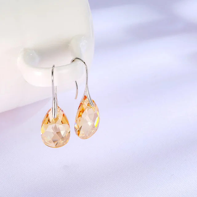 Classic Silver Color Korean Pear-shaped Drop Earrings Original Crystals from Austria Jewelry for Women Big Pendant Pendientes