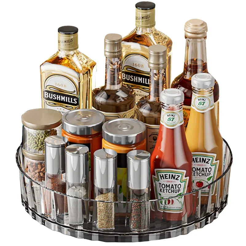 Hemasa Rotating Tray Spice Rack Pantry Cabinet Turntable With Base Storage Bin Kitchen Organizer For Seasoning Cosmetic Storage Box