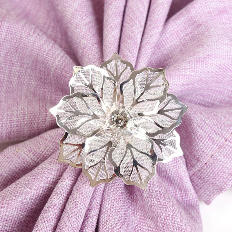 Hemasa  12 PCS Flower Napkin Rings Holders  For Hotel /Banquet Wedding P/arty Event Dining Table Decoration