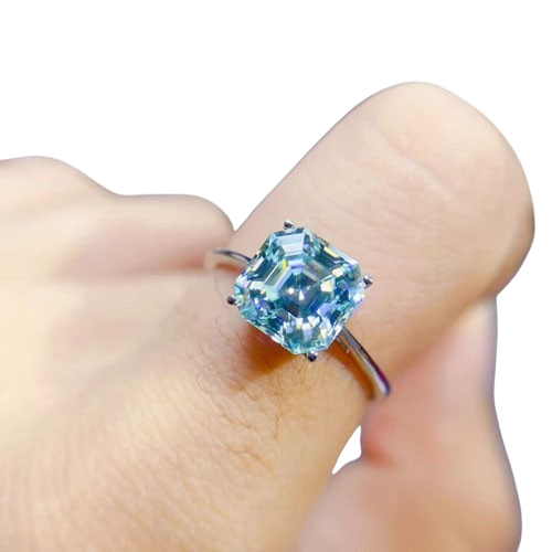 Hemasa  Sky Blue  Moissanite women's ring 925 sterling silver Resizable  Daimond  Ring for  Jewelry