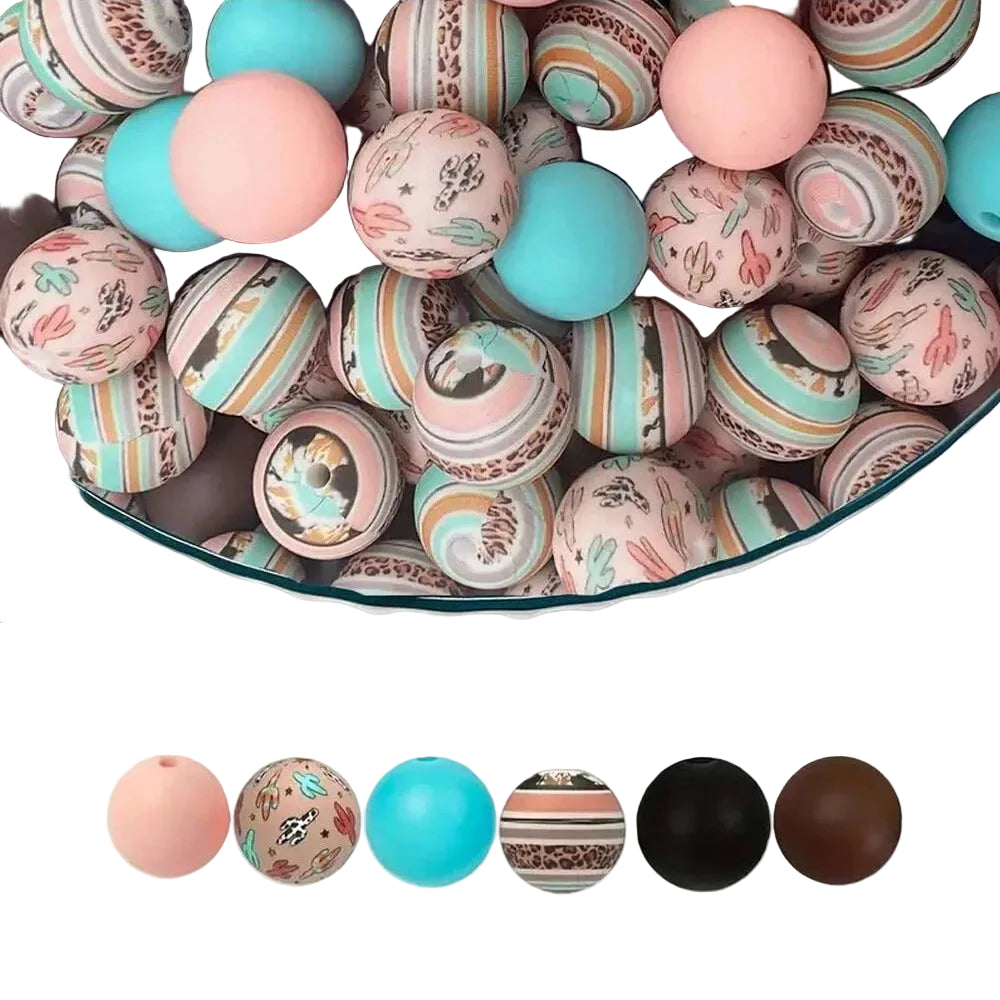 Hemasa 50PCS colorful silicone bead combination, suitable for DIY jewelry, bracelets, necklaces, keychains, bead pens and othes