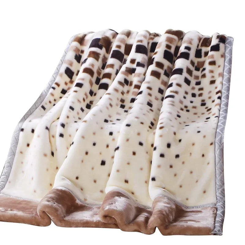 Double Layers Raschel Mink Blankets For Beds Winter Soft Warm Fluffy Thicken Fleece Throw Single Size Faux Fur Blankets