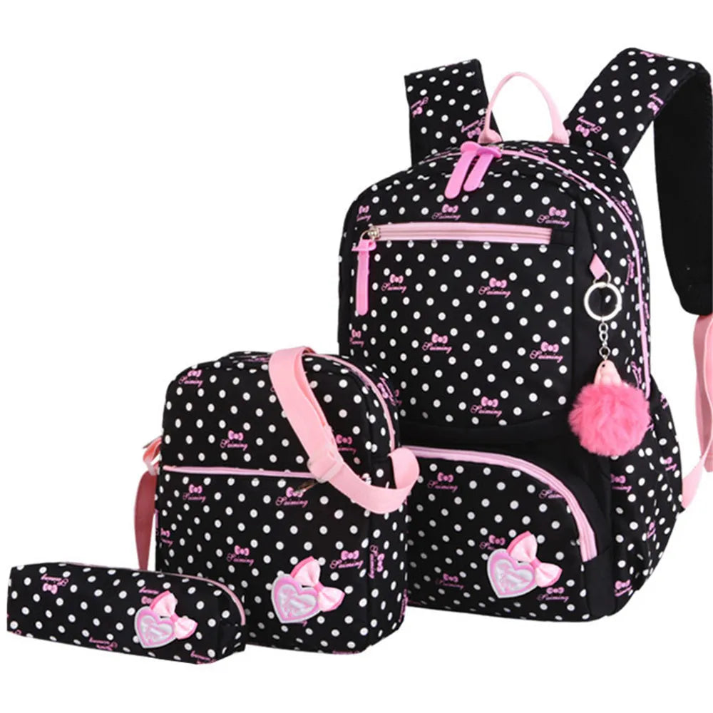 Hemasa 3pcs/set School Bag Backpacks Schoolbag Fashion Kids/ Lovely Backpack for Children Girls Bag
