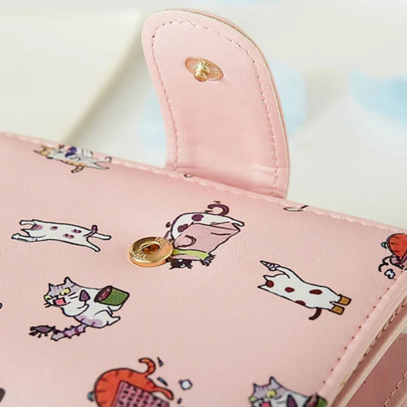 Wallets Women Cartoon Printed Money Bags Womens Sweet Pink Kawaii Mini Bags Coin Purse Card Holder Fashion Girls Foldable New