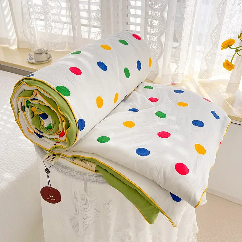 Quilt Double Layer Yarn Soybean Fiber Mother And Baby Grade Soft Glutinous Summer Cool Quilt Comfortable Breathable Home Textile