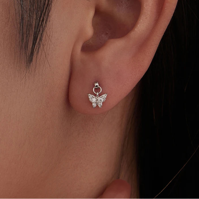 Tejesa 925 Sterling Silver Butterfly Screw-Back Stud Earrings for women