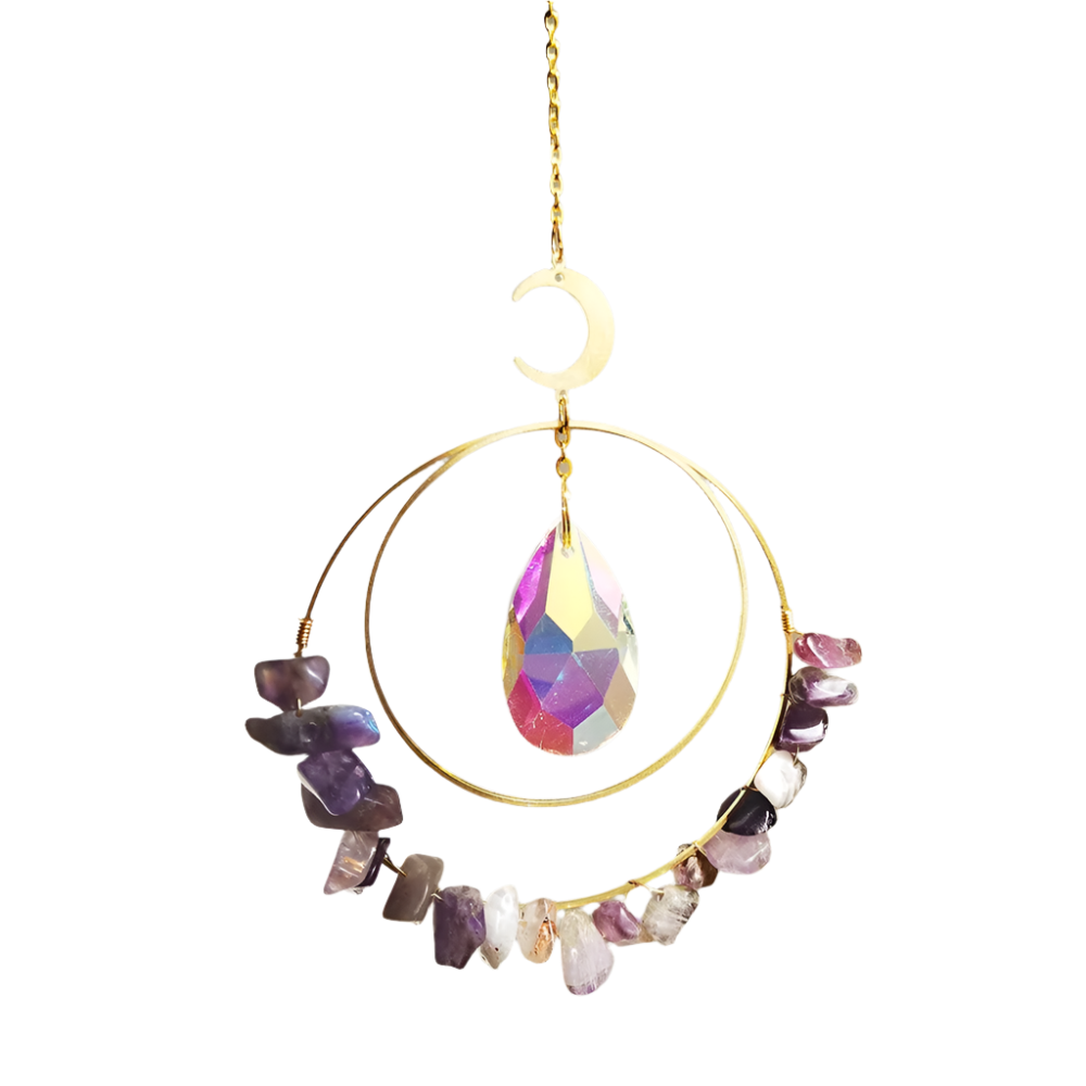 Hemasa Crystal Stone Suncatcher Rainbow Sun Catchers Wind Chime Hanging Prism Pendant Light Catcher Window Garden Home Decoration Gift