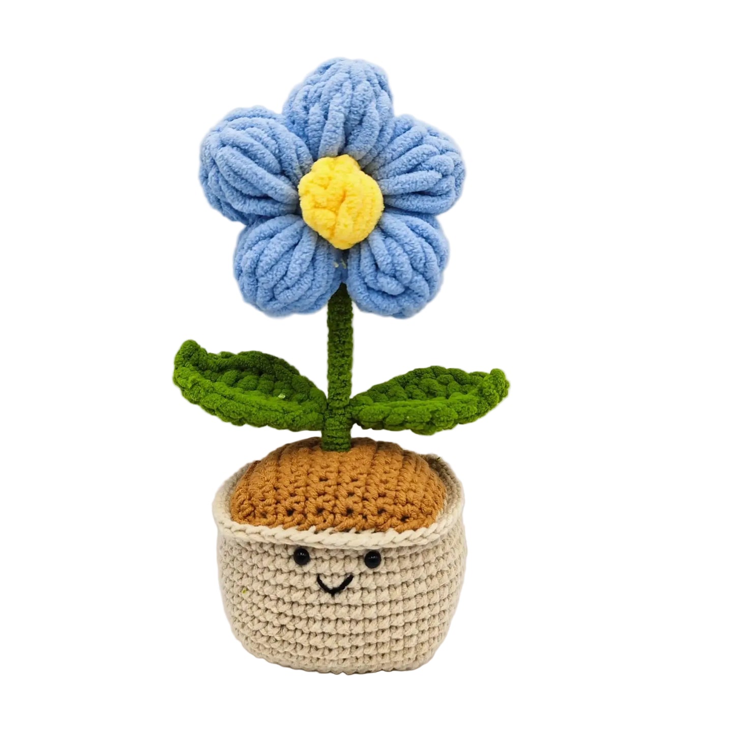 Hemasa  Crochet Puff Flower Potted Desk Decor /Handwoven Flower /Knitting Flowers /Bookshelf Decor /Halloween Gift