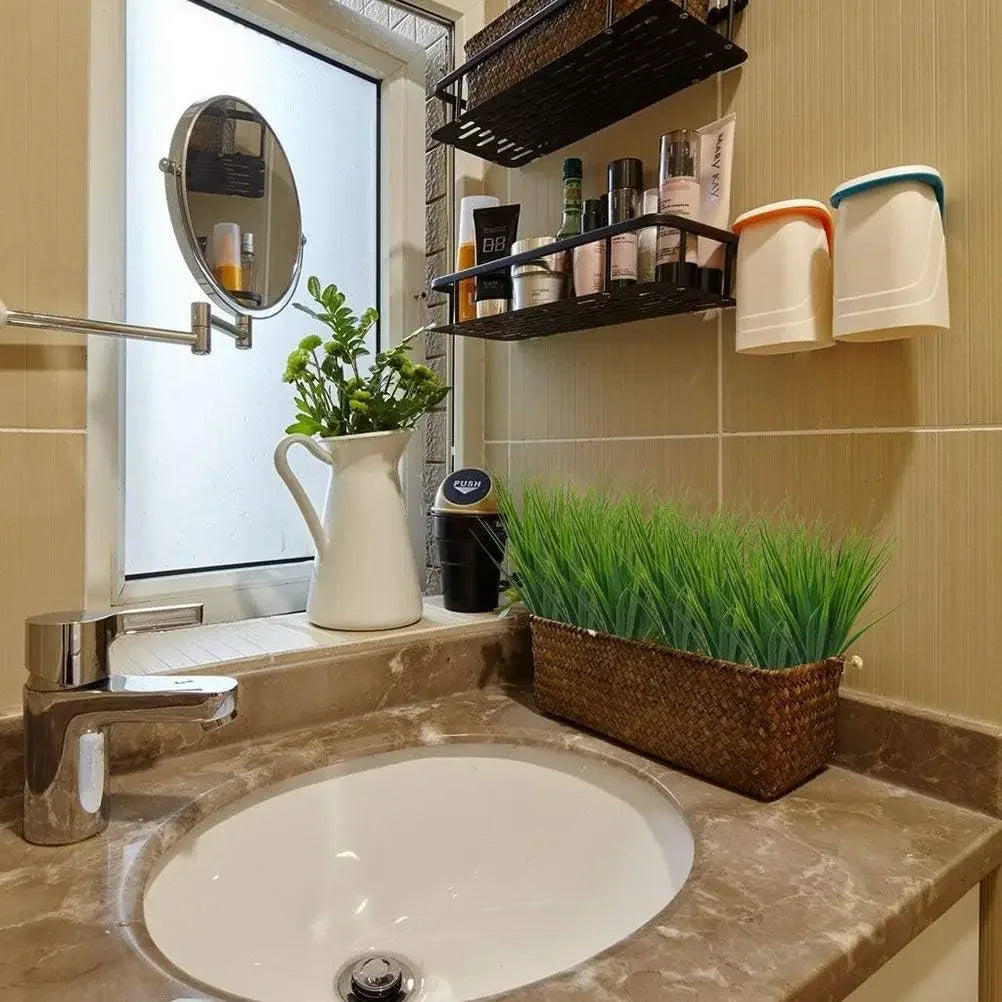 Hemasa 6 PCS  GreenColour Artificial Plants Outdoor Greenery Faux Plastic Wheat Grass Bushes Green Verandah Office Wedding Decor UV Resistant Plant