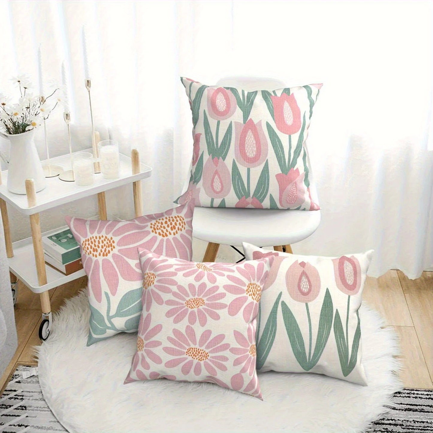 Tejesa 2Pcs Floral Pattern Throw Pillow Covers For Home Pattern Cushion Cover Suitable For Sofa Bedroom Car Pillow Cover