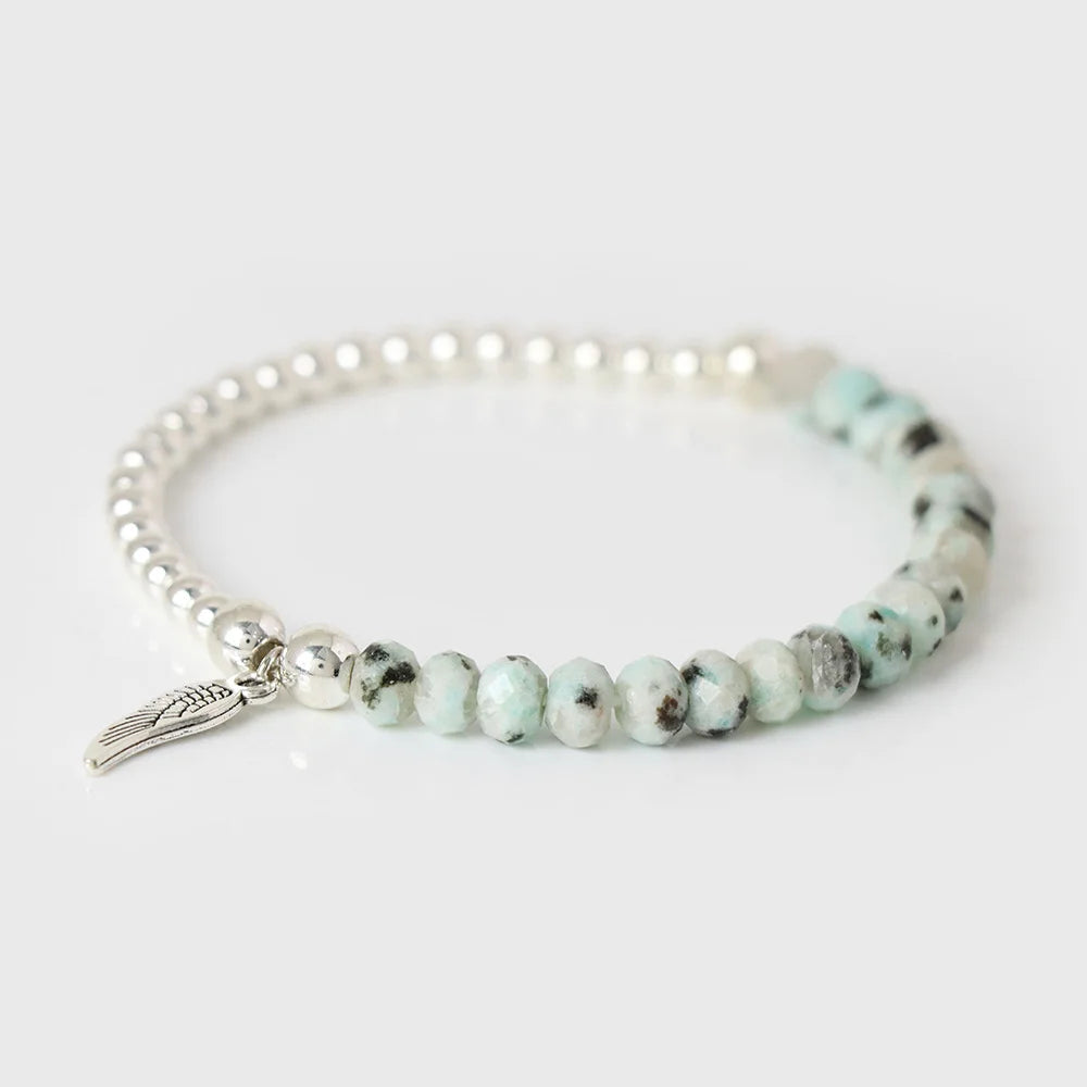 Tejesa  Angel  Faceted Natural Stone Bracelets Labradorite Beads Lucky Bracelet for Men /Women