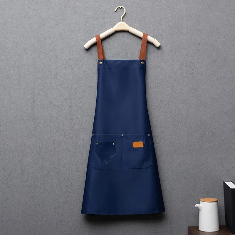 1pcs Kitchen Waterproof Apron,Chef Apron for Men Women,Cotton Canvas Household Work Aprons for Shop Garden Restaurant Cafe