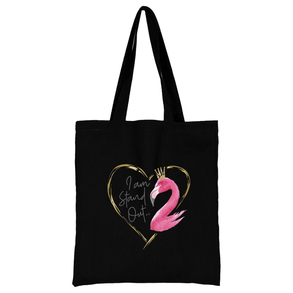 Tejesa Canvas Shopping Bag for Women /Shoulder Bags / Grocery Handbags /flamingo Print  Jute Bag