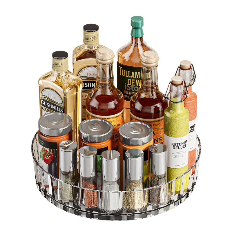 Hemasa Rotating Tray Spice Rack Pantry Cabinet Turntable With Base Storage Bin Kitchen Organizer For Seasoning Cosmetic Storage Box