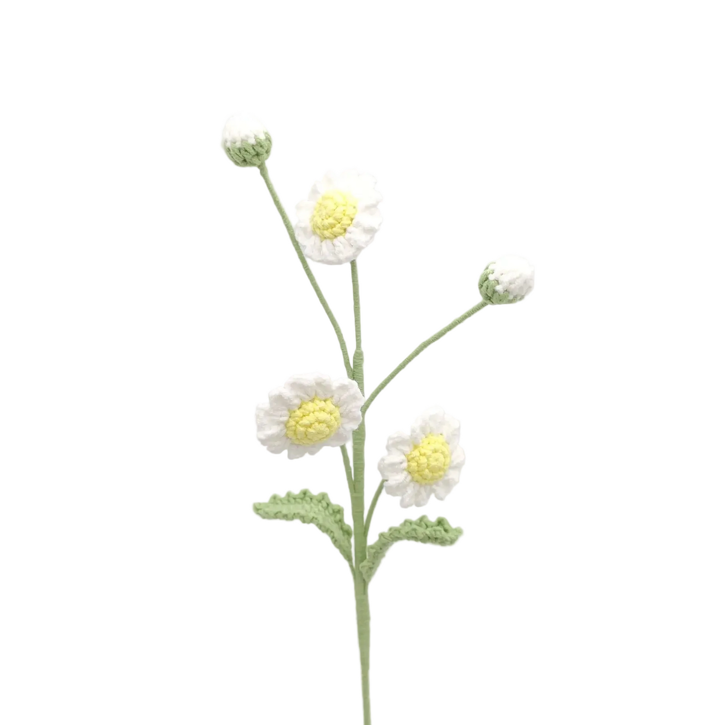 Hemasa 3Pcs Daisy Crochet Flowers Bouquet Cute Knitting Flowers Creative Artificial Flower Handwoven Plant Table Home Decor