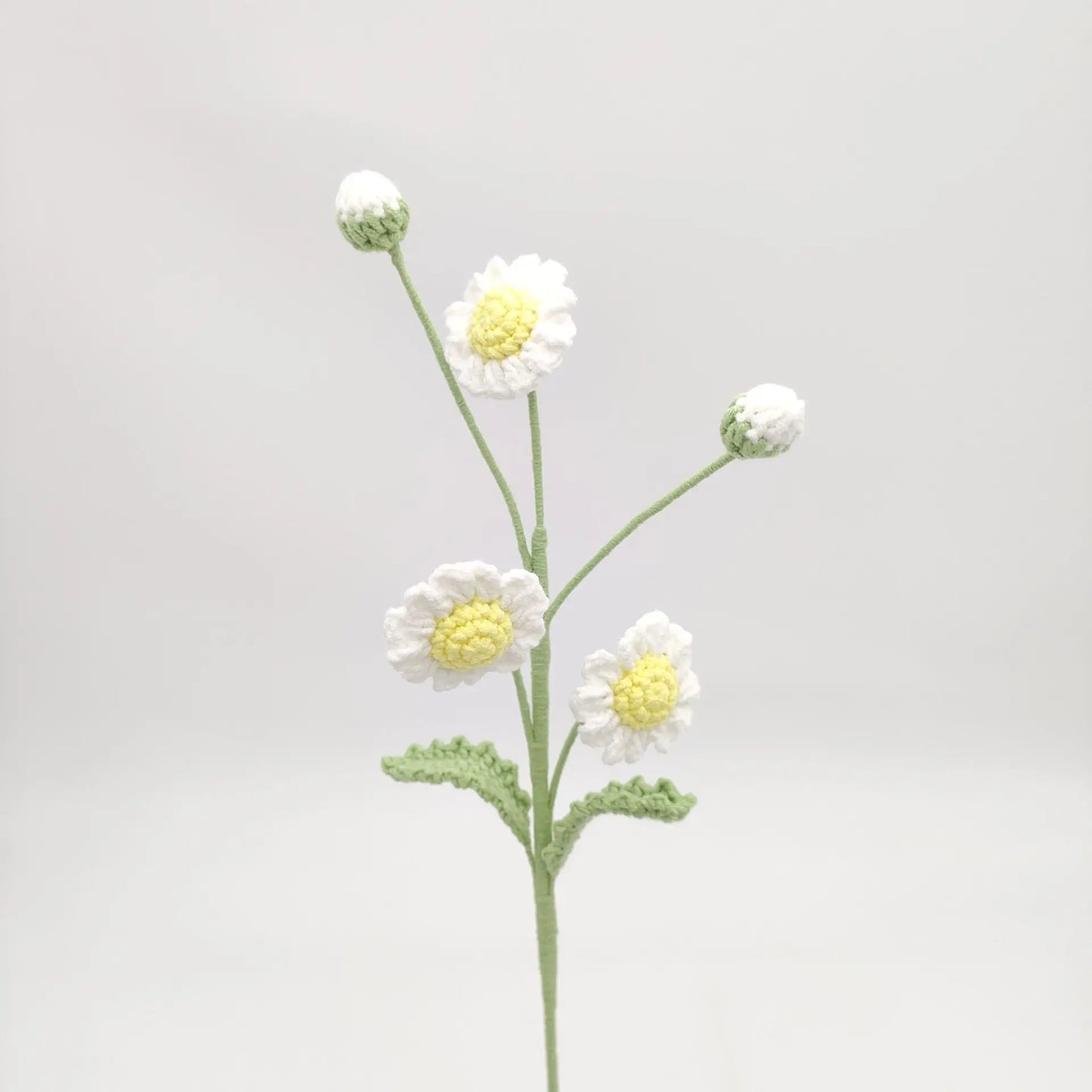 Hemasa 3Pcs Daisy Crochet Flowers Bouquet Cute Knitting Flowers Creative Artificial Flower Handwoven Plant Table Home Decor