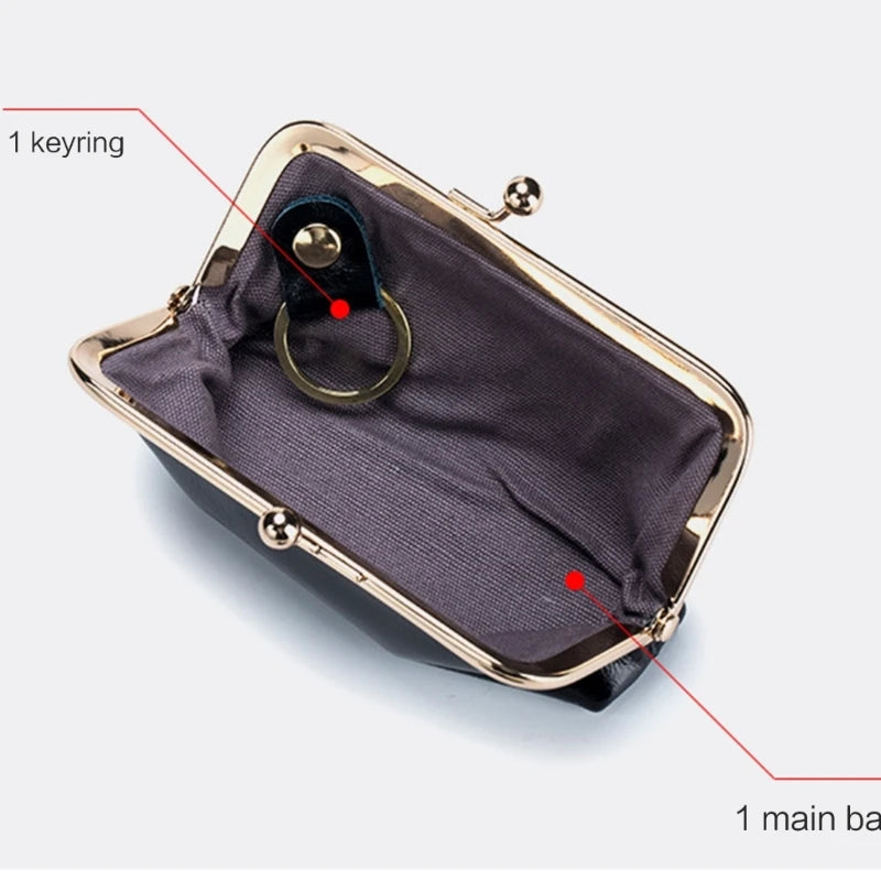 Coin Purse Bifold Lipstick Pack Change Pouch for Women Small Wallets Fashion Lady Purse Kiss Lock Wallets Vintage Clutch 517D