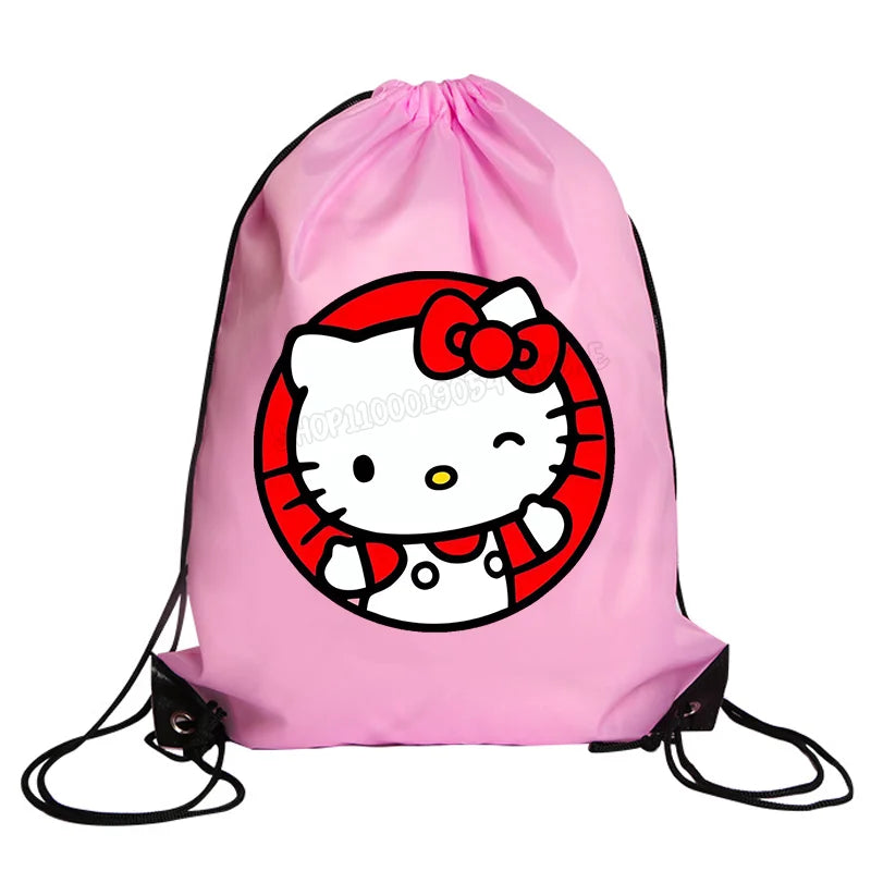 Hemasa Hello Kitty Drawstring Bag Sports Waterproof Backpack   Bags Birthday Cute Gift