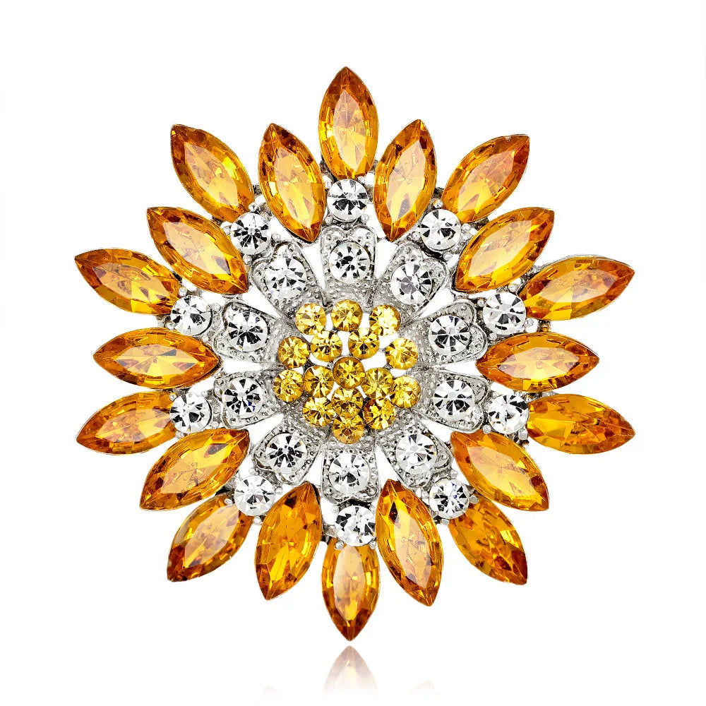 Sunflower Women's Brooch Jewelry New Fashion Retro Fashion Flower Brooch Crystal Rhinestone Jewelry Wedding Date Party Gifts