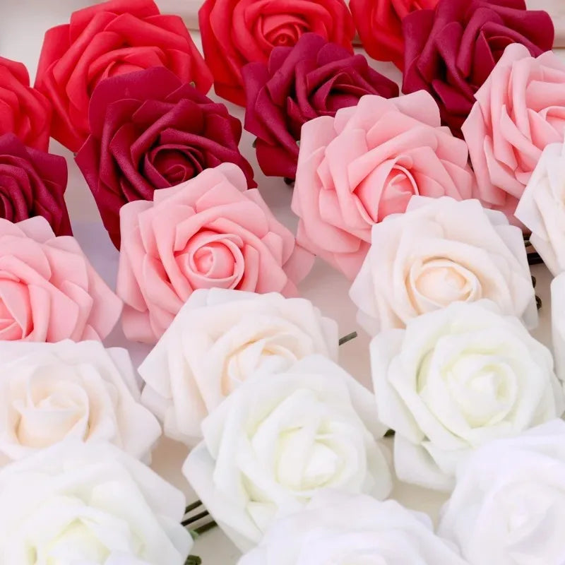 5-60pcs Artificial PE Foam Rose Flower Heads Bride Bouquet Flower for Home Wedding Party Table Decoration DIY Scrapbook Supplies