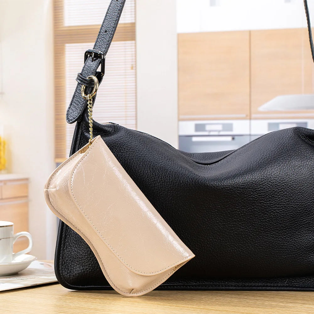 Tejesa Portable Leather Eye Glasses Cases for Women & Men Sunglass Case Unisex Travel Eyeglass Case with Hanging Hook