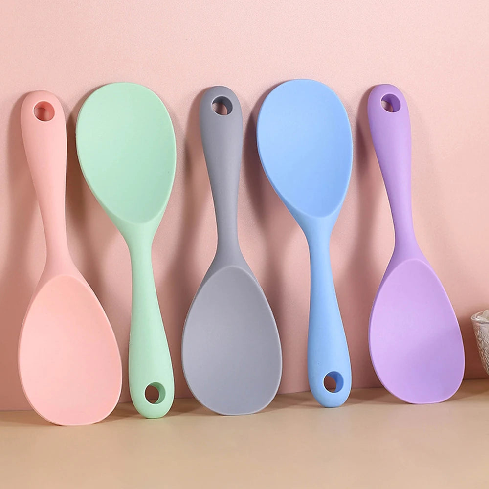 Hemasa 1PC Food Grade Silicone Rice Spoon Household non Stick Pot Cooking Spoon High-temperature Resistant Kitchen Tools