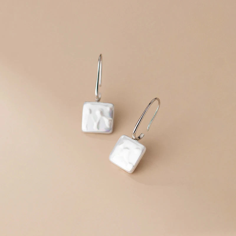MODIAN Rainbow Acrylic Hook Earrings 925 Sterling Silver Big Square Shape Drop Earrings For Women Fine Jewerly Party Gifts