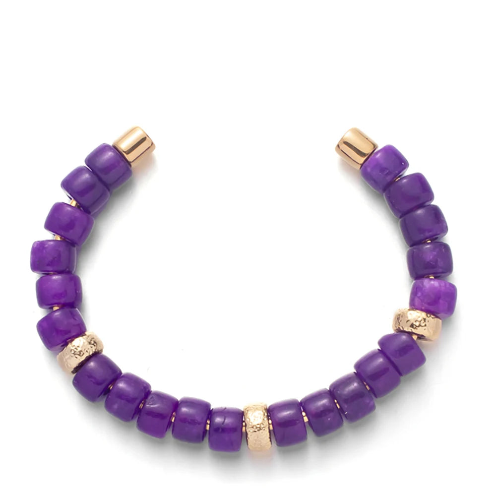 Tejesa Colorful  Natural Stone Cuff Bangle Bracelets For Women