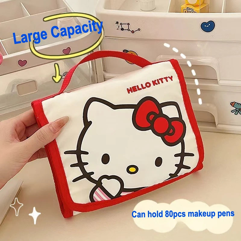 Hello Kitty Large Capacity Foldable Makeup Bag Cute Travel Cosmetic Organizer Portable Toiletry Pouch Girl Christmas Gift