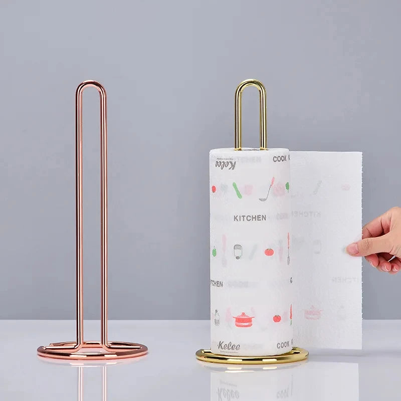 Hemasa Stainless Steel Kitchen Roll Paper Towel Holder Bathroom Tissue Stand Dining Table Vertical Napkins Rack Kitchen Storage Shelf