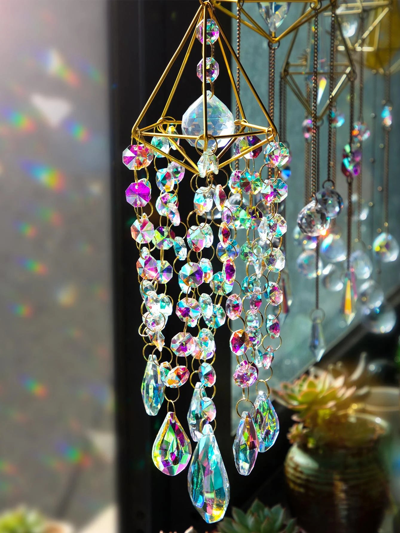 Hemasa Crystal Wind Chime Hanging Window  Hanging Suncatcher Rainbow Gift