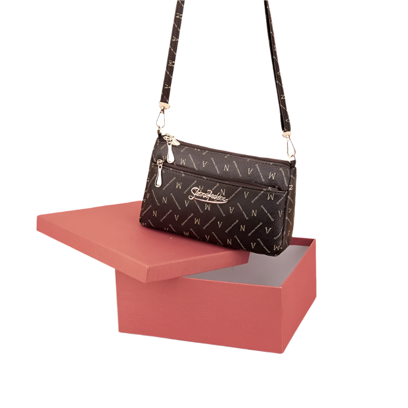 Hemasa Shoulder Bag for Women / Double Zipper Crossbody Bag/handbag  Multi-smooth Zipper Pocket