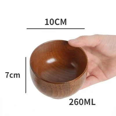 Hemasa Japanese Wooden Bowls Children Baby Adults Small Soup Bowls Solid Wood Salad Bowls