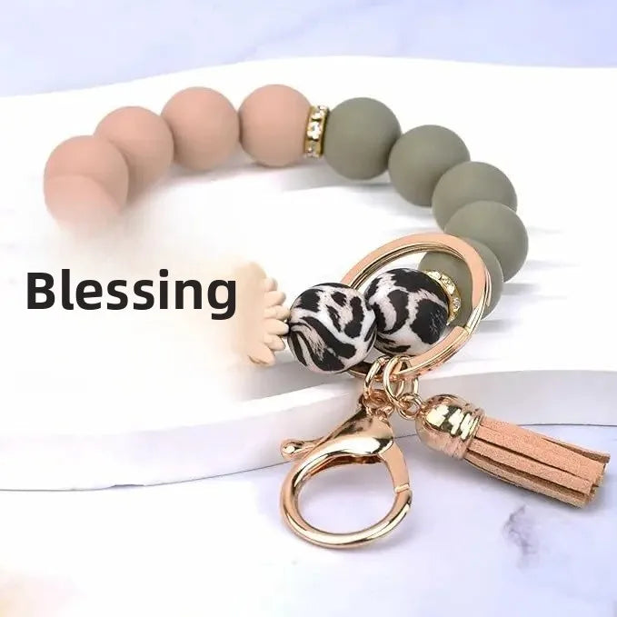 Hemasa Handmade Daisy Silicone Beads Bracelet Keychain /Anti-Lost Wallet Pendant Ring Holder