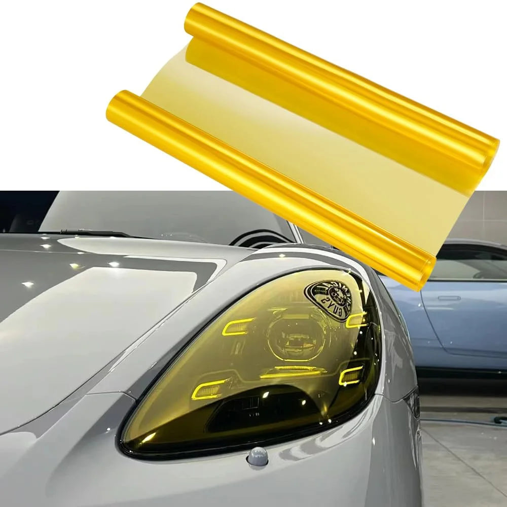 Golden Yellow Light PVC Car Headlights Taillight Film Fog Stretchable Auto Taillight Tint StickersCar Light Film Car Styling