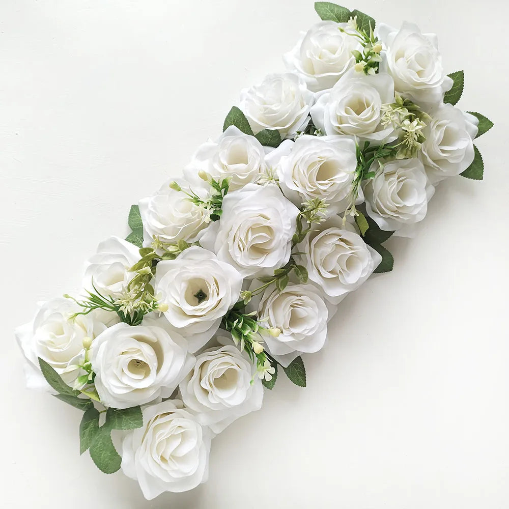 50cm Rose  Artificial Flower Row Wedding Decoration Flower Wall Backdrop Garland Home Party Decor Photo Props Background