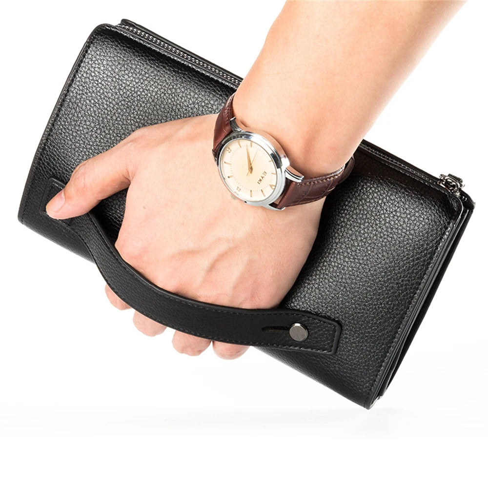 Baellerry Famous Brand Men Wallet Luxury Long Clutch Handy Bag Moneder Male Leather Purse Men's Clutch Bags Carteira Masculina