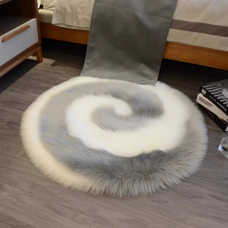 Hemasa Lollipop Style Long Plush Round Rugs, Carpet for Bedroom, Room, Home Decor, Sofa Floor Mat, Fluffy Bedside Area