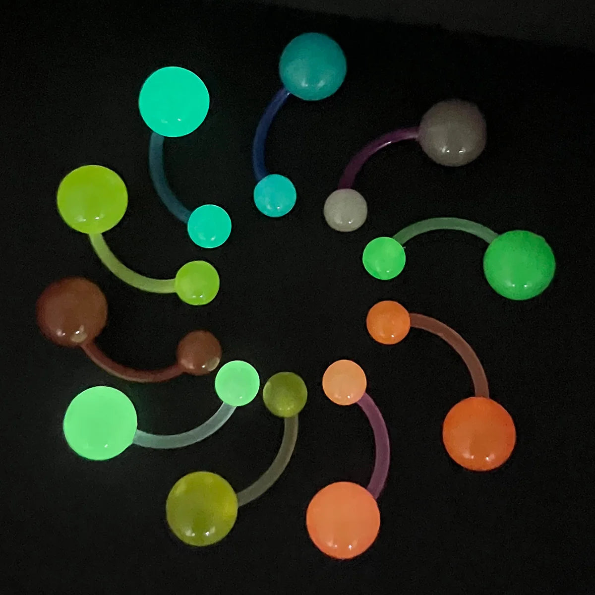 10Pcs Glow in The Dark Belly Button Ring Navel Piercing Acrylic Flexible Bar Belly Ring Sexy Men&Women Body Piercing Jewelry