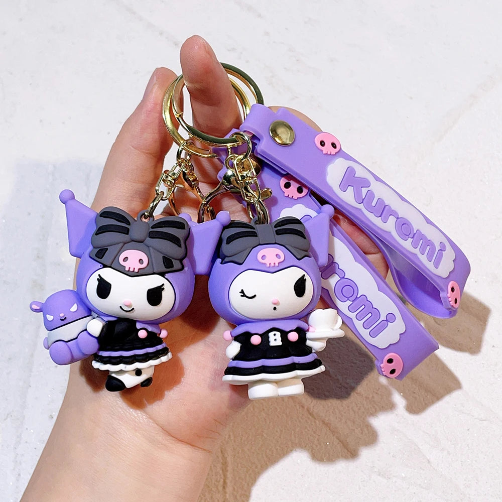 Wholesale Kawaii Sanrio Kuromi Keychain Pvc Doll Key Chain Cartoon Anime Cinnamoroll Bag Pendant Car Keyring Accessories Gift